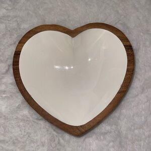 Heart-Shaped wooden and white jewelry/keepsake dish
